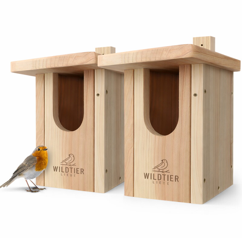 wildtier liebe Nistkasten für Rotkehlchen | 2er Set