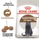 Royal Canin Ageing 12+ Gesteriliseerd kattenvoerzak met een grijze kat, met tekst die de gezondheidsvoeding en aangepaste brokjesgrootte benadrukt.