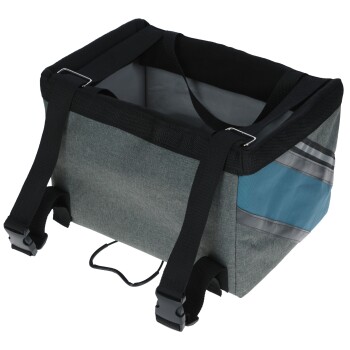Pet Fahrradtasche Vacation für kleine Hunde, Grau/Blau