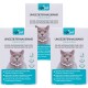 Drei Schachteln OptiPet Floh- und Zeckenhalsbänder für Katzen, mit einer grauen Katze auf der Verpackung und Text in Deutsch, Französisch und Italienisch.