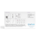 Rückseite der getTested-Feline-Calicivirus-Testkit-Verpackung mit Anleitungsicons, '10 mins'-Uhr, Inhaltsangabe und Logo