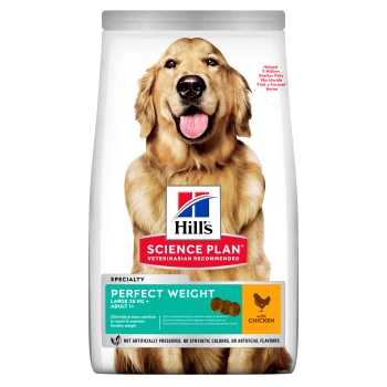 Hill's Science Plan Hundefutterbeutel mit "Perfect Weight" für große Hunde, 25 kg+, mit Huhn. Vom Tierarzt empfohlen.