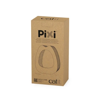 Boîte en carton pour le set de remplacement de grattoir large Catit Pixi, présentant un design simple et un texte détaillant l'objectif du produit.