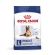Sac de nourriture pour chiens Royal Canin Maxi Ageing 8+, mettant en vedette un Berger Allemand, avec un texte soulignant la santé digestive et l'adéquation pour les chiens de plus de 8 ans.
