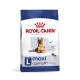 Royal Canin Maxi Ageing 8+ Hundefutterbeutel, mit einem Deutschen Schäferhund, mit Text, der die Verdauungsgesundheit und die Eignung für Hunde über 8 Jahre hervorhebt.
