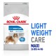Royal Canin Light Weight Care Hundefuttertüte mit einem Collie, die besagt: "Hilft, Gewichtszunahme zu begrenzen" und "90% haben ein gesünderes Gewicht erreicht."