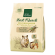 Verpackung von Real Nature Best Muesli für Zwerghamster, mit einem niedlichen Hamster und den Highlights von Hirse, Reis und Hafer.