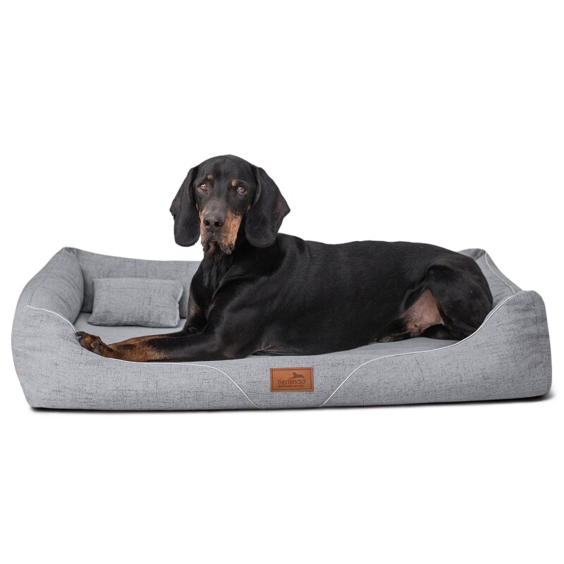 Tierlando WILLIAM Couture - Orthopädisches Hundebett schwarz/ graphit 1,1 m, 22 cm, 85 cm