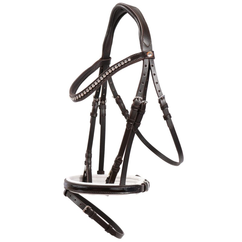 Hans Melzer Horse Equipment Hans Melzer Trense Lexington braun/silber weiß unterlegt LACK WB EXTRA (KB-Kaltblut)