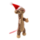 Plush mouse dog toy with curly brown fur, beige belly, pink tail, and red Santa hat with white trim.