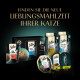 Sheba Katzenfutterauswahl mit Katzenbildern; Text 'FINDEN SIE DIE NEUE LIEBLINGSMAHLZEIT IHRER KATZE'.