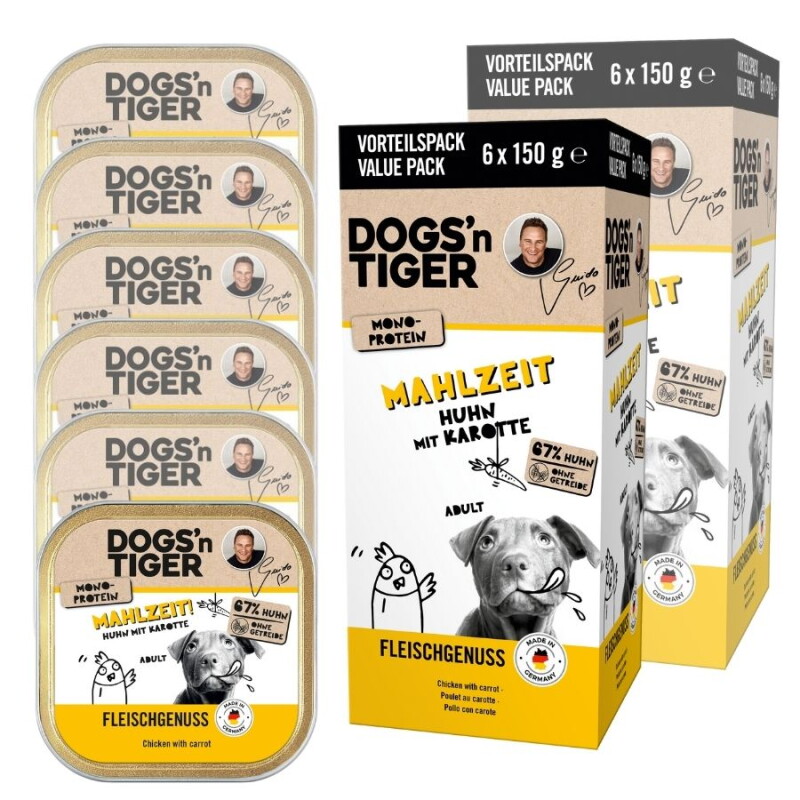Dogs'n Tiger Mahlzeit Multibox Huhn & Karotte 12x150 g