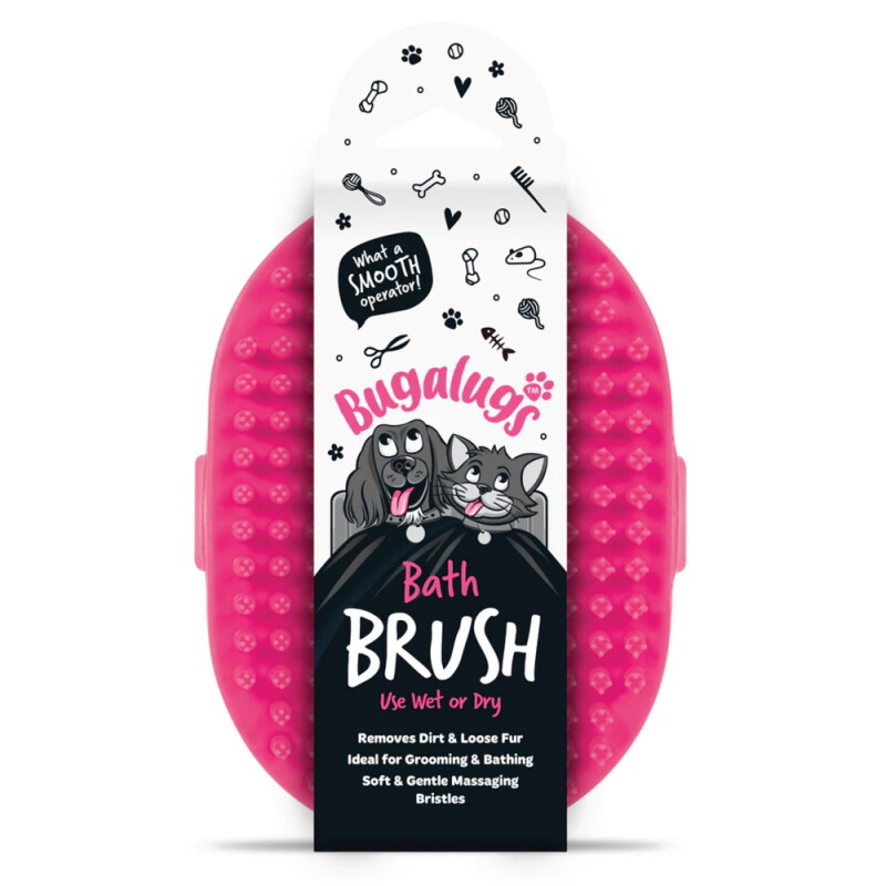 Bugalugs Bade- & Fellpflegebürste für Hunde und Katzen – Rosa 1 St.