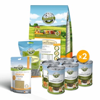 Leishmaniose Set für Hunde - Naturgut-Schmaus 4kg + Landgut-Menü 12x400g + Immun Pulver 80g + Landgut-Happen 200g