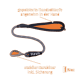 Hundeleine mit gepolstertem Griff für Komfort, stabiler Karabiner mit Sicherheitsmerkmal, beschriftet "Floxik" und misst 55 cm.
