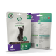 Fellicita Katzensnack-Beutel (Kaninchen) mit Pfotenlogo, graue Katze streckt sich nach oben, sichtbarer Text 'Fellicita' und 'Kaninchen (Rabbit)'