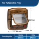PetSafe Katzenklappe für Katzen bis zu 7 kg, mit den Abmessungen: Breite 168mm, Höhe 175mm, mit einer transparenten Klappe und Maßindikatoren.