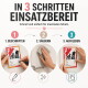 Bunte traditionelle deutsche Gebäude an einer Kopfsteinpflasterstraße mit Text über ein norddeutsches Unternehmen und über 10.000 zufriedene Kunden.