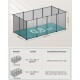 Transparente Haustierunterkunft mit den Maßen 125 x 63 x 42 cm (0,8 m²), geeignet für Meerschweinchen und Igel, mit Modellangaben unten.