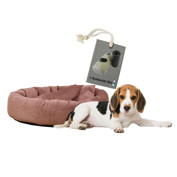 ® Hundekissen inkl. Gratis-Beigabe, Kuschelhöhle "Denver" altrosa M