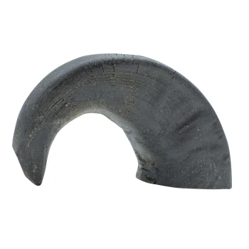 Zwarte, gebogen hondenkauwspeelgoed gemaakt van duurzaam materiaal, met een gladde oppervlakte en natuurlijke textuur.