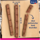 Drei Hundeleckerlis auf einem beigen Hintergrund, jedes etwa 9 cm lang und 1,3 cm breit, beschriftet mit "ideal portionierbar durch Bruchrillen."