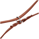Nahaufnahme eines braunen Haustiergeschirrs mit einem Metallring und dekorativer Naht, das sein langlebiges Design zeigt.