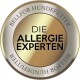 Goldenes Siegel mit dem Text "DIE ALLERGIE EXPERTEN" in Fettdruck, umgeben von "BELLFOR HUNDEFUTTER" oben und unten.