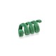Green plush spiral snake pet toy on white background