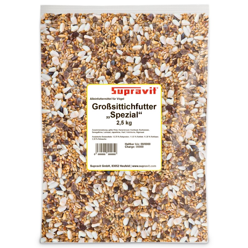 Supravit Großsittiche Spezial - Alleinfutter für Ziervögel & Papageien ohne Sonnenblumenkerne 2,5 kg