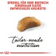 Kibble, das speziell für britische Kurzhaarkatzen entwickelt wurde, mit dem Text "maßgeschneiderte Ernährung" in eleganter Schrift.