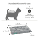 Hundebettmaße und Eignung für kleine Hunde wie Dachshunde und Yorkshire Terrier, gekennzeichnet mit 'Hundedeckissen Urban.'