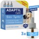 ADAPTIL Calm Produktverpackung mit drei Flaschen, beschriftet mit "Besser zusammen", die Hunde in stressigen Situationen unterstützen.