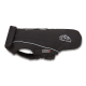 Schwarzer Outdoor-Hundemantel mit Berglogo 'DOGZ-WEAR', reflektierendem Besatz, oberem Reißverschluss und Wolters-Label.