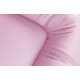 Nahaufnahme eines weichen, strukturierten rosa Haustierbettes, das seinen plüschigen Stoff und die gepolsterten Kanten zeigt.