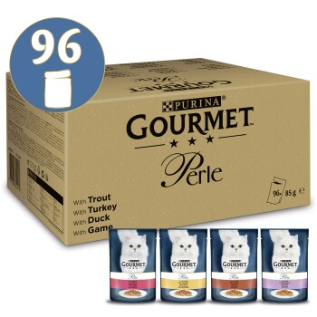 Gourmet Perle Erlesene Streifen Katzennassfutter in Gelee Sorten-Mix 96x85g