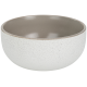 Ceramiczna miska na jedzenie dla zwierząt z nakrapianym białym wykończeniem i gładkim szarym wnętrzem, prezentująca nowoczesny design.