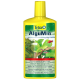 Flasche Tetra AlguMin Algenbehandlung, mit grünen Wasserpflanzen und Fischen, mit Text, der die Wirksamkeit gegen alle Arten von Algen hervorhebt.