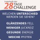 28-Tage-Herausforderung auf Deutsch mit den Schwerpunkten glänzendes Fell, weniger Juckreiz, gesunde Energie und weiche Pfoten.