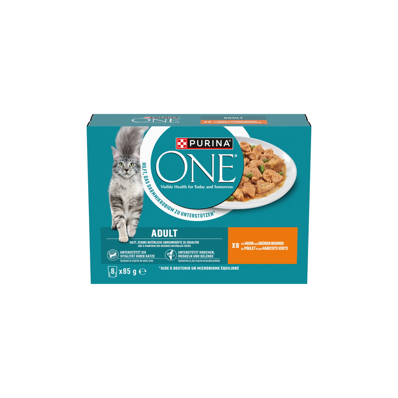 Purina ONE  Nassfutter Katze Adult zarte Stückchen in Sauce 8x85 g