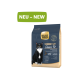 Katzenfutterbeutel mit der Aufschrift "Select Gold Senior Classic Fit" für Katzen über 12 Jahre, mit einem Bild einer schwarz-weißen Katze und dem Text "NEU - NEW."
