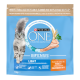 Sac Purina ONE Bifensis Light pour chats avec chat gris à poils longs et photo de poulet, mention « Poulet ingrédient n°1 ».