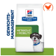 Hill's Prescription Diet Tasche mit einem glücklichen Hund, beschriftet mit "Metabolic + Mobility" und dem Text "Gewichtsmanagement" an der Seite.