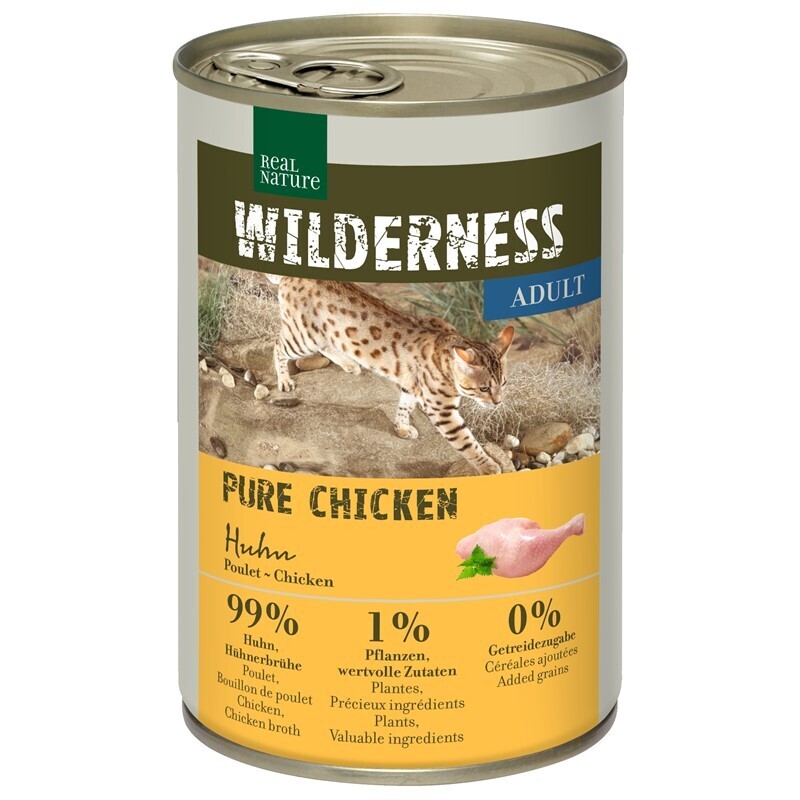 REAL NATURE Echte Natuur Wilderness natvoer kat, volwassen Pure Chicken 12x400 g