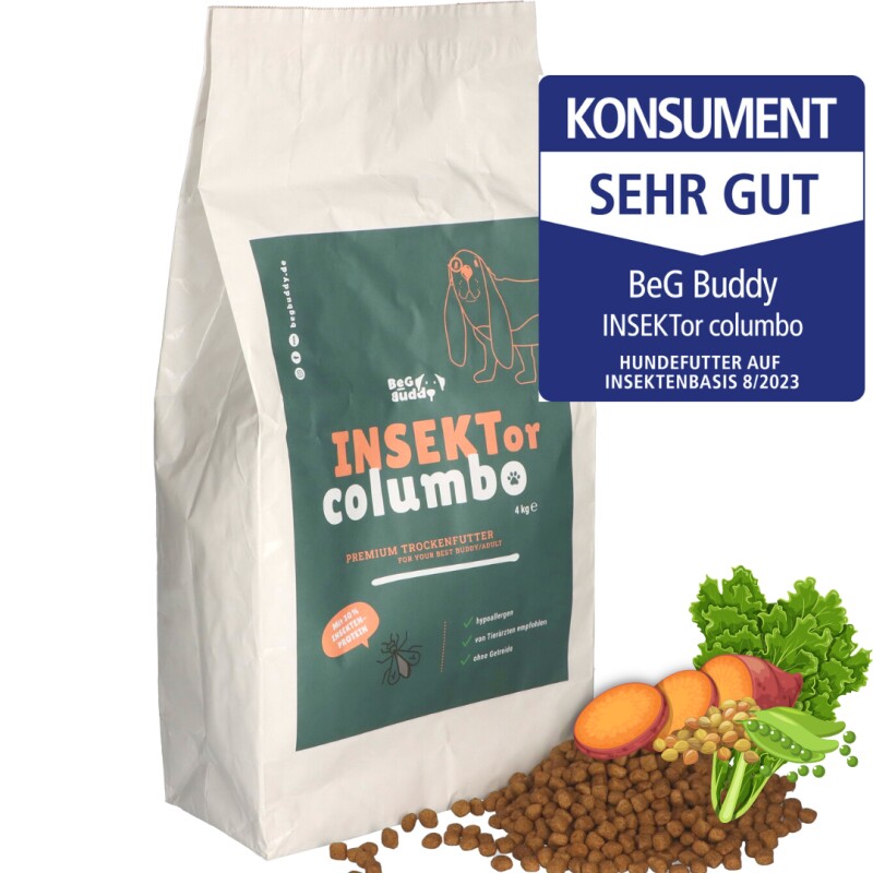 BeG Buddy Trockenfutter Insekten Hund, hypoallergenes Insektenfutter - glutenfrei & sensitive, 4 kg