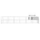 Illustration eines modularen Haustiergeheges mit mehreren Abschnitten und einem beweglichen Dach, entworfen für den Außenbereich.