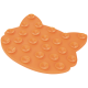 Tapis à lécher/friandises en silicone orange en forme de tête de chat avec plusieurs puits à ventouse pour animaux.