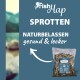 Bild einer Produktverpackung mit der Aufschrift "FishHap Sprotten" und dem Text "Naturbelassen gesund & lecker" auf einem blauen Hintergrund, mit getrocknetem Fisch.