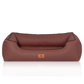 Orthopädisches Hundebett Aus Kunstleder – 130x110 Cm, Rot, Mit Visco-Schaum