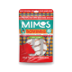 Verpackung für Hundeleckerlis mit "Mimos Bovinos" in einem bunten Design, mit der Aufschrift "100% Rind" und "Eine Tüte voll Hundeliebe."
